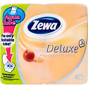 Zewa Deluxe Aqua Tube Cashmere Peach parfumovaný 3 vrstvový 150 útržkov 4 kusy, rolička, ktorú môžete spláchnuť
