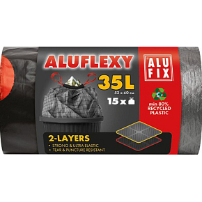 Alufix pytle na odpad, zatahovacie, 28µ , 53 x 60 cm, 35 l, 15 ks
