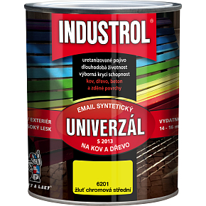 Industrol S2013 univerzál lesk vrchná farba na kov a drevo, 6201 chrómová žltá, 750 ml