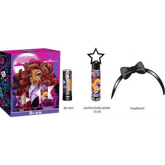 Mattel Monster High Clawdeen Wolf toaletná voda pre dievčatá 15 ml + balzam na pery + čelenka, kozmetická sada