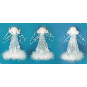 Anjel biely s pierkom na postavenie s drôtenými krídlami na zavesenie 20 cm 1 kus