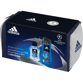 Adidas Champions League Star Edition toaletná voda 100 ml + sprchový gél 250 ml + etue, pre mužov darčeková sada