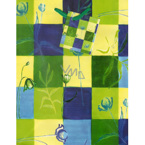 Nekupto Darčeková papierová taška 23 x 18 x 10 cm Zelené, žlté, modré kocky 1046 50 BM