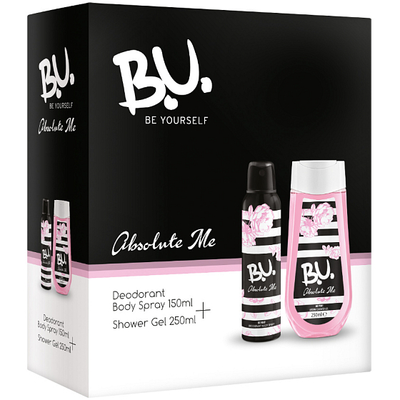 BU Absolute Me deodorant sprej pre ženy 150 ml + sprchový gél 250 ml, kozmetická sada