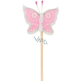 Motýlik z filcu ružový zápich 4,5 cm + špajle