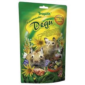 Tropifit Degu Plnohodnotné krmivo s doplňkem kôry a vetvičiek ovocných stromov pre osmáky 400 g, exp. 02/2026