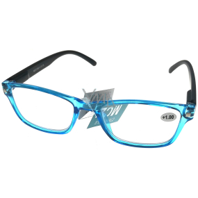 Berkeley Čítacie dioptrické okuliare +2,0 plast priehľadné modré, čierne stranice 1 kus MC2166