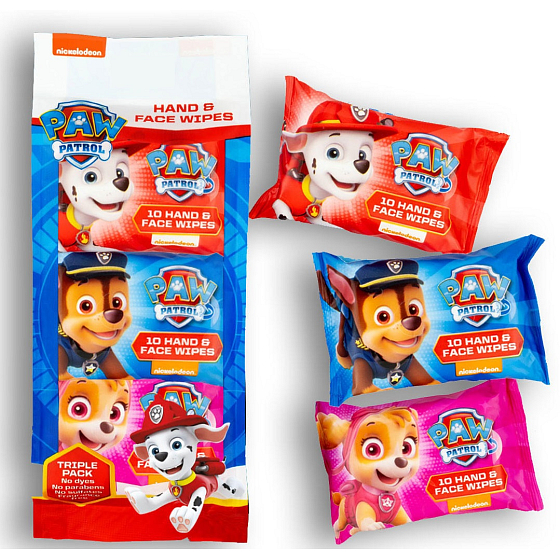 Paw Patrol Vlhčené obrúsky na ruky a tvár 3 x 10 kusov