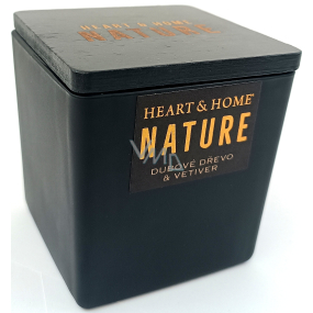 Heart & Home Nature Sviečka s vôňou dubového dreva a vetiveru veľká sklenená, doba horenia až 40 hodín 210 g