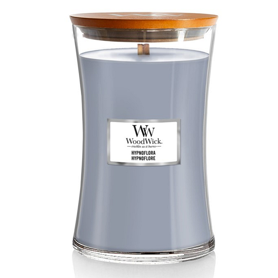 WoodWick Hypnoflora - Mesiacová kvetina vonná sviečka s dreveným knôtom a viečkom sklo veľká 609 g