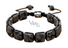 Labradorit náramek pletený přírodní kámen, rozměr 10 x 10 x 5 mm / 18,5 cm, posuvné zapínání, kámen splněných přání