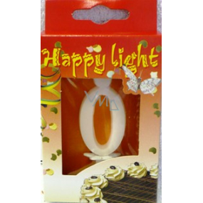 Happy light Tortová sviečka číslica 0 v krabičke