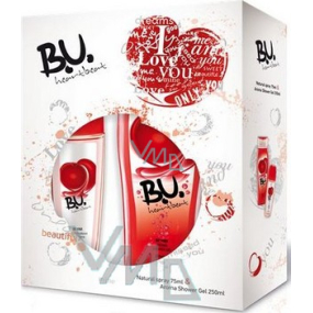 BU Heartbeat parfumovaný deodorant sklo 75 ml + sprchový gél 250 ml, pre ženy darčeková sada