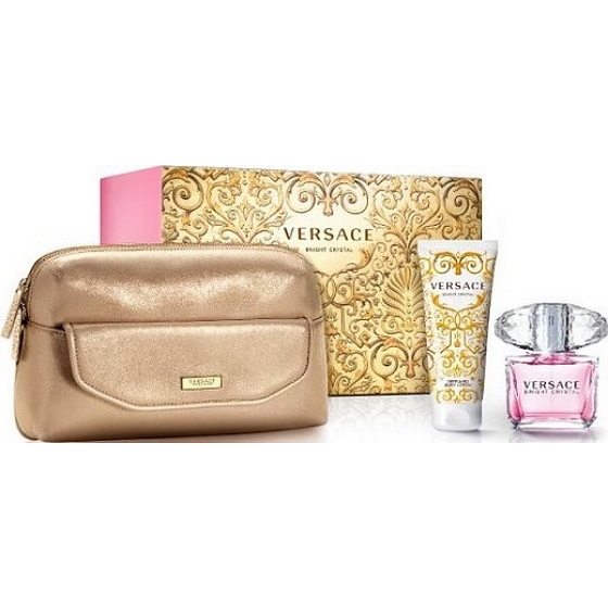 Versace Bright Crystal toaletná voda 90 ml + telové mlieko 100 ml + kabelka, darčeková sada pre ženy