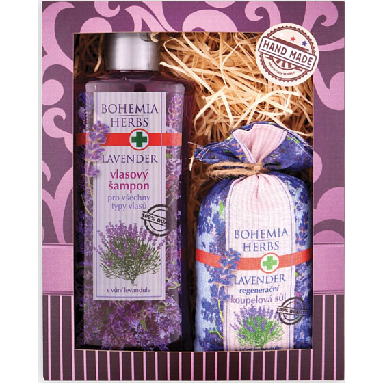 Bohemia Gifts Lavender šampón na vlasy 250 ml + soľ do kúpeľa v plátenom sáčku 200 g, kozmetická sada