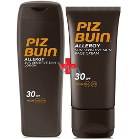 Piz Buin Allergy SPF30 mlieko na opaľovanie 200 ml + SPF60 opaľovací krém na tvár 50 ml, duopack