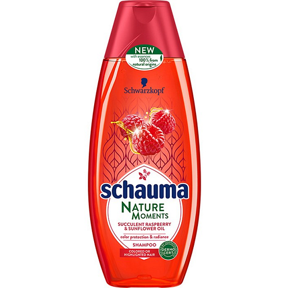 Schauma Nature Moments šťavnatý malina a slnečnicový olej pre ochranu farby a lesk šampón na vlasy 250 ml
