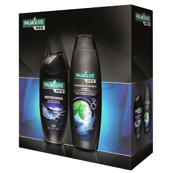 Palmolive Men Refreshing sprchový gél 250 ml + Invigorating šampón 350 ml, kozmetická sada