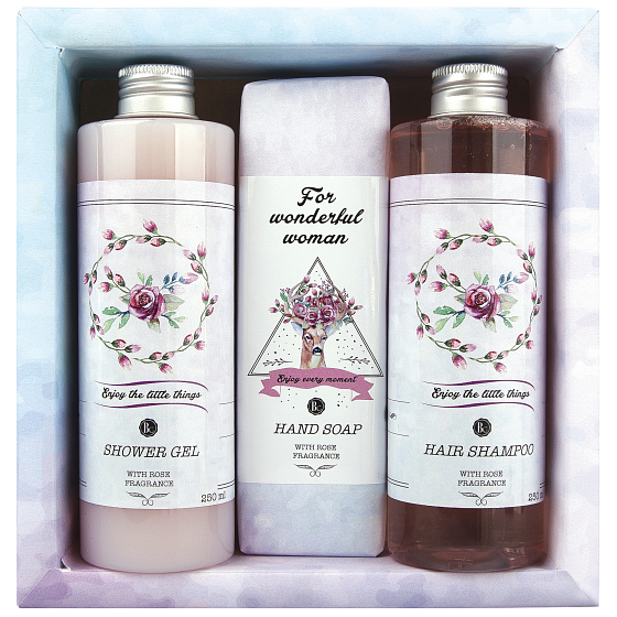 Bohemia Gifts Boho Style & Gentleman Šípky a Ruže sprchový gél 250 ml + toaletné mydlo 145g + šampón na vlasy 250 ml kozmetická sada