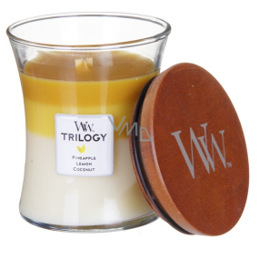 Woodwick Trilogy Fruits of Summer - Plody leta vonná sviečka s dreveným knôtom a viečkom sklo stredná 275 g