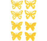 Motýľ filcový žltý 6 cm, 8 kusov v sáčku