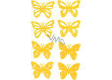 Motýľ filcový žltý 6 cm, 8 kusov v sáčku