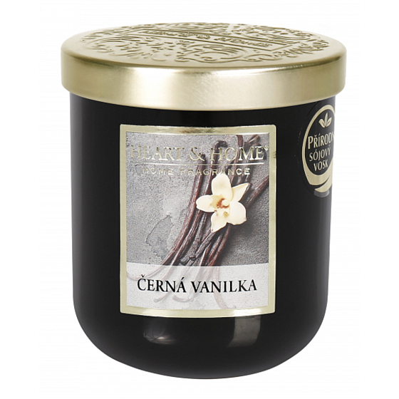 Heart & Home Čierna vanilka Sójová sviečka stredne dlhé horenie až 30 hodín 115 g