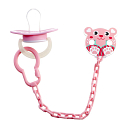 Klip na cumlík Baby Farlin Reťaz na cumlík Mouse Pink pre deti od 0 mesiacov