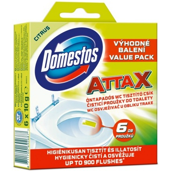 Domestos Attax Lemon čistiace prúžky do toalety 6 x 10 g