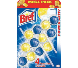 Bref Power Aktiv 4 Formula Lemon WC blok pre hygienickú čistotu a sviežosť vašej toalety, farbivá voda, Mega balenie 3 x 50 g