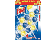 Bref Power Aktiv 4 Formula Lemon WC blok pre hygienickú čistotu a sviežosť vašej toalety, farbivá voda, Mega balenie 3 x 50 g