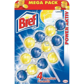 Bref Power Aktiv 4 Formula Lemon WC blok pre hygienickú čistotu a sviežosť vašej toalety, farbivá voda, Mega balenie 3 x 50 g