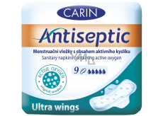 Carin Antiseptic Ultra Wings hygienické vložky s krídelkami s obsahom aktívneho kyslíka 9 kusov