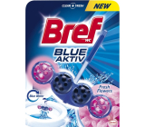 Bref Blue Aktiv Fresh Flowers WC blok na hygienickú čistotu a sviežosť Vašej toalety, obarvuje vodu do modrého odtieňa 50 g