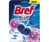 Bref Blue Aktiv Fresh Flowers WC blok pre hygienickú čistotu a sviežosť Vašej toalety, zafarbuje vodu do modrého odtieňa 50 g