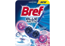 Bref Blue Aktiv Fresh Flowers WC blok na hygienickú čistotu a sviežosť Vašej toalety, obarvuje vodu do modrého odtieňa 50 g