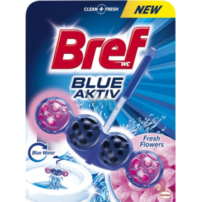 Bref Blue Aktiv Fresh Flowers WC blok na hygienickú čistotu a sviežosť Vašej toalety, obarvuje vodu do modrého odtieňa 50 g