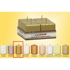 Lima Sviečka hladká metal zlatá kocky 45 x 45 mm 4 kusy