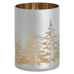 Yankee Candle Winter Trees - Zimné stromy svietnik z matného skla, zrkadlový vnútro na tieňohru na stredné a veľké vonné sviečky Classic 11 x 15 cm