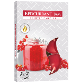 BISPOL Aura Redcurrant Jam - Červené ríbezle vonné čajové sviečky 6 kusov