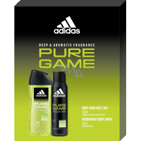 Adidas Pure Game dezodorant v spreji 150 ml + sprchový gél 250 ml, kozmetická sada pre mužov