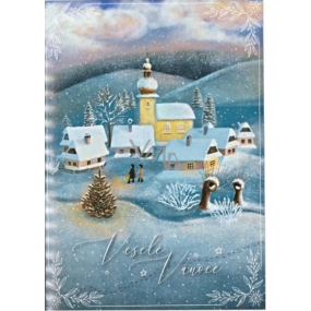 Albi Hravá vianočná obálková karta Vianočná dedina v zime 14,8 x 21 cm