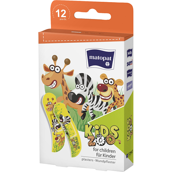 Matopat Kids Zoo náplast s motívmi zvieratiek, 12 ks