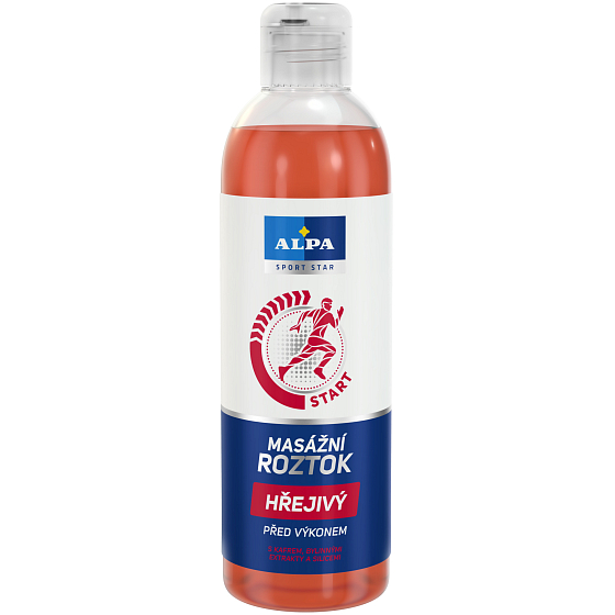 Alpa Sport Start Štart pred výkonom Hrejivý masážny roztok s gáfrom, bylinnými extrakty a silicami 250 ml
