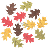 Listy drevené žlto-zeleno-červeno-hnedej 4 cm 12 kusov