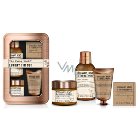 Baylis & Harding Bergamot, konope a santalové drevo 2v1 na umývanie tela a vlasov 100 ml + kryštály do kúpeľa 50 g + balzam po holení 30 ml + tuhé mydlo 25 g, kozmetická sada pre mužov