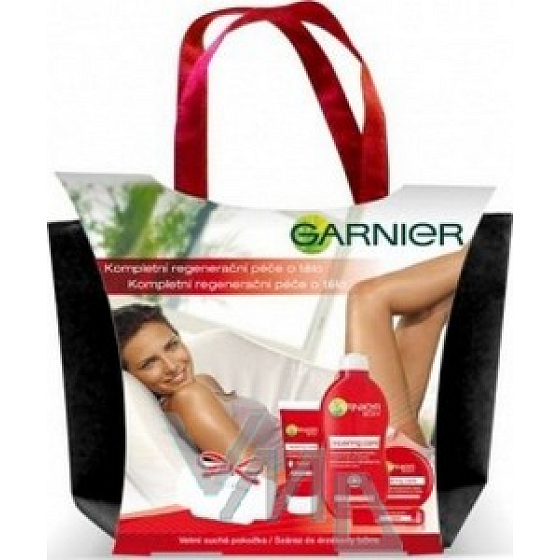 Garnier Starostlivosť o telo telové mlieko 250 ml + krém 100 ml + telový krém 50 ml + balzam 4,7 ml + taška, kozmetická sada