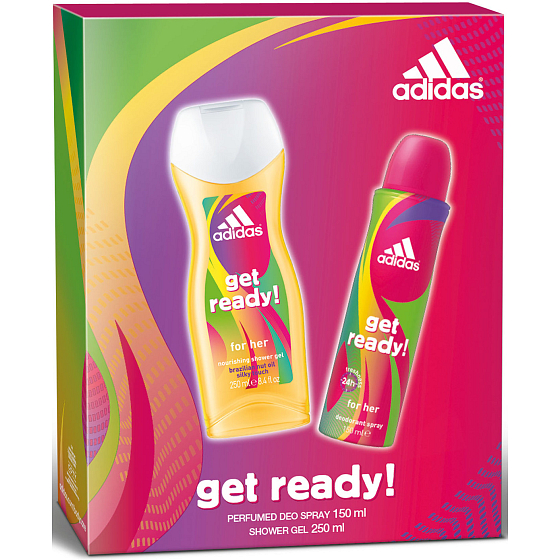 Adidas Get Ready! for Her dezodorant sprej 150 ml + sprchový gél 250 ml, darčeková sada