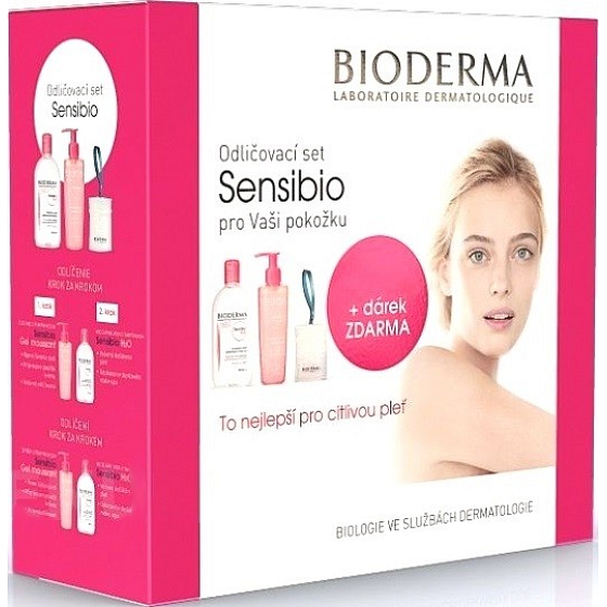 Bioderma Sensibio H2O micelárna odličovací voda 500 ml + Moussant čistiaci gél 200 ml + vatové tampóny, kozmetická sada