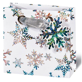 BSB Luxusná darčeková papierová taška 23 x 9 x 9 cm Vianočný Kryštály ľadu Vip LDT 370-CD